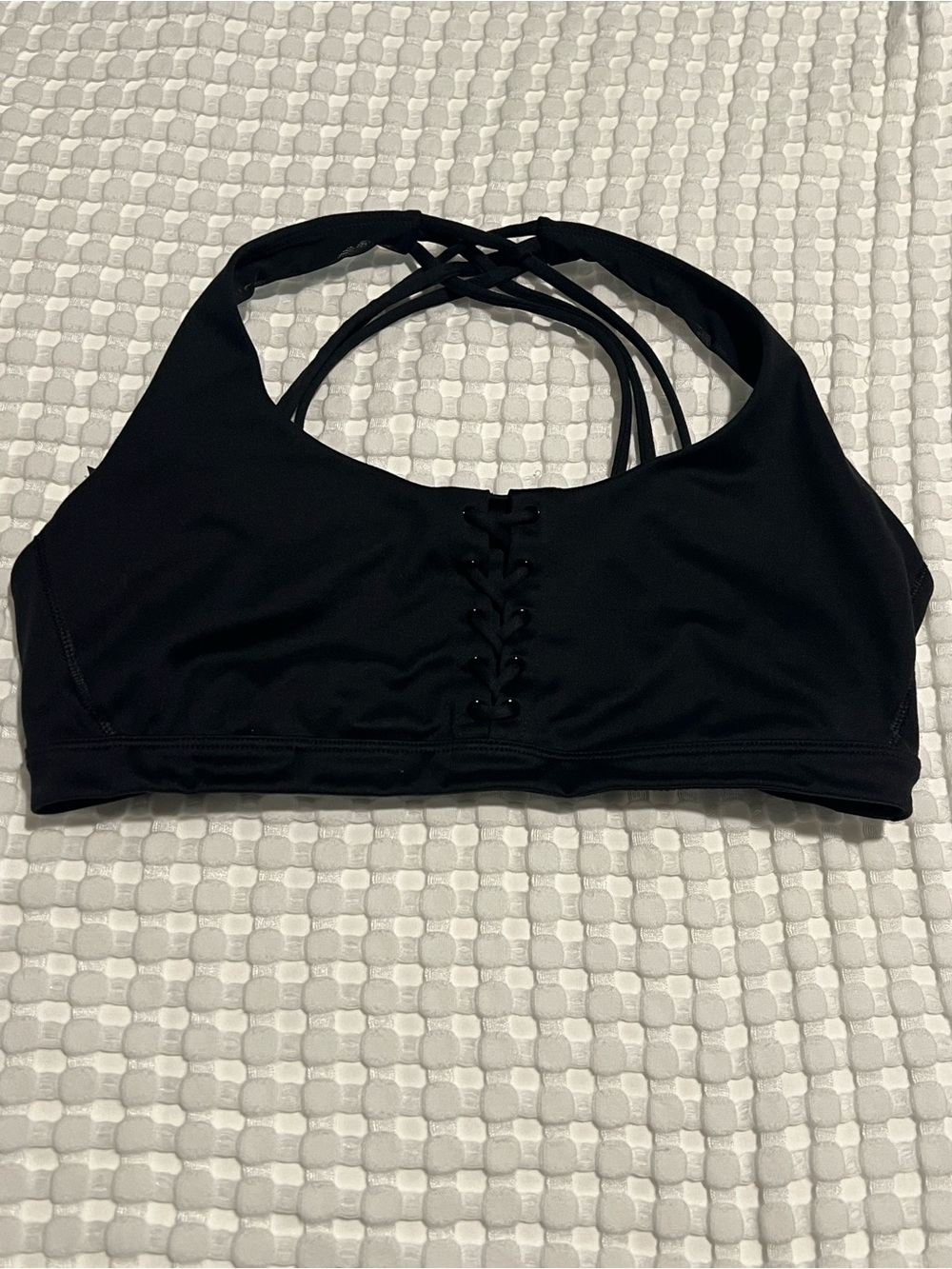 Black Strappy Lace-Up Sports Bra Victoria Secret Large